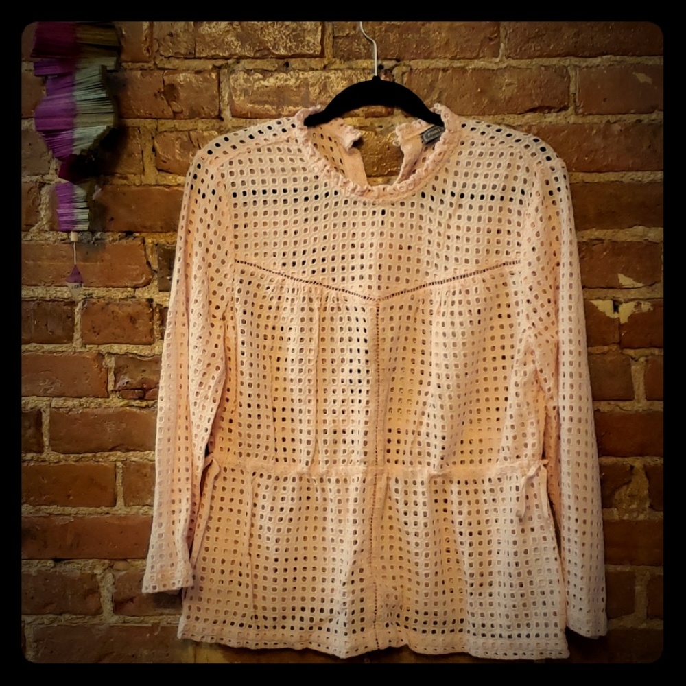 J.Crew pink Point Sur eyelet Long Sleeve